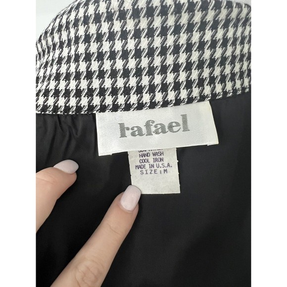 Rafael Women’s Houndstooth Blazer Size M Black Off White Vintage Oversized Fit - Picture 8 of 16